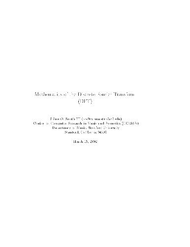 Mathematics Of The Discrete Fourier Transform (Dft)