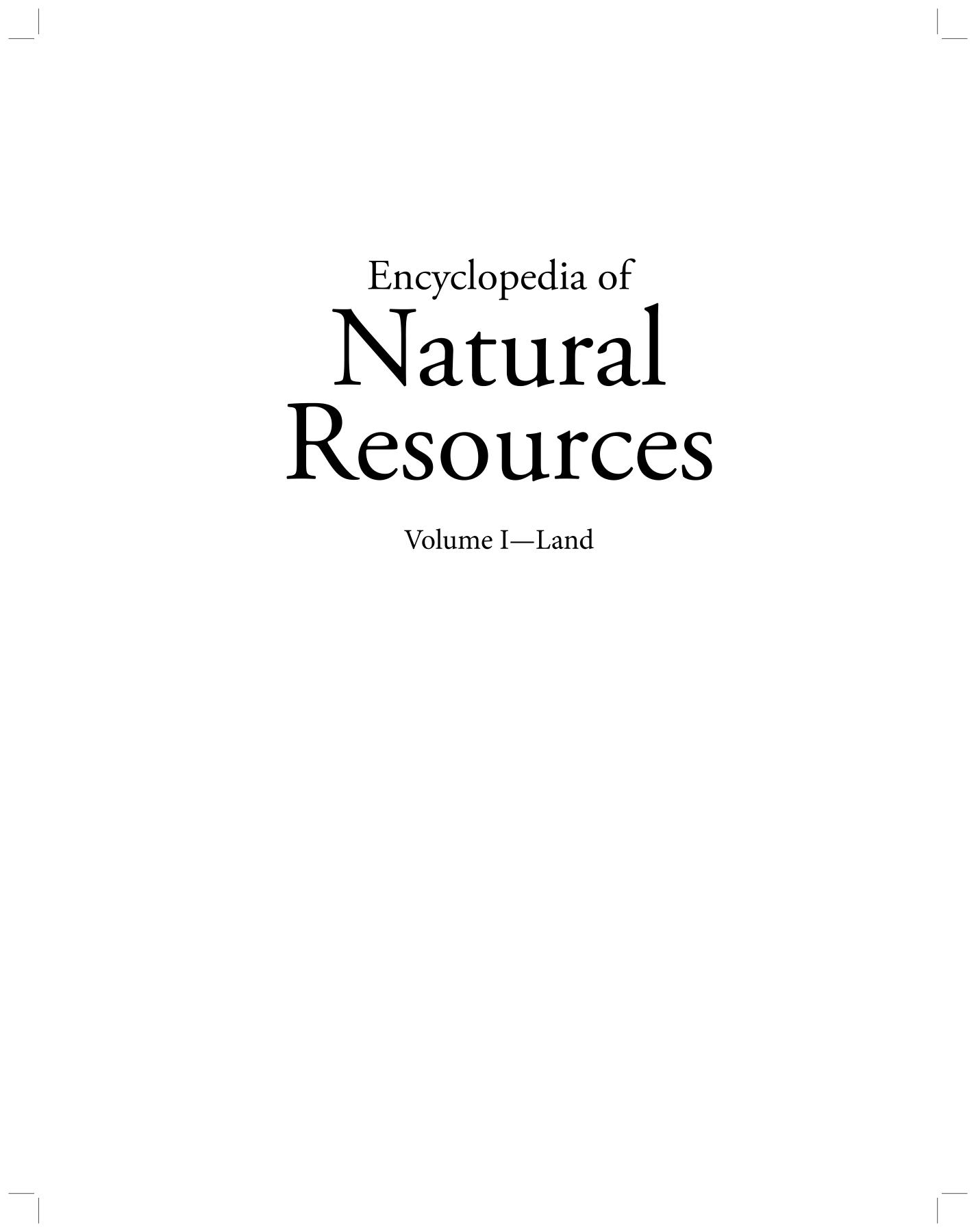 Encyclopedia of Natural Resources - Land - Volume I