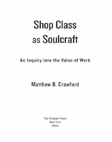 Shop Class as Soulcraft