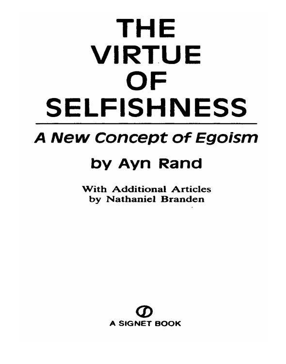 The Virtue of Selfishness