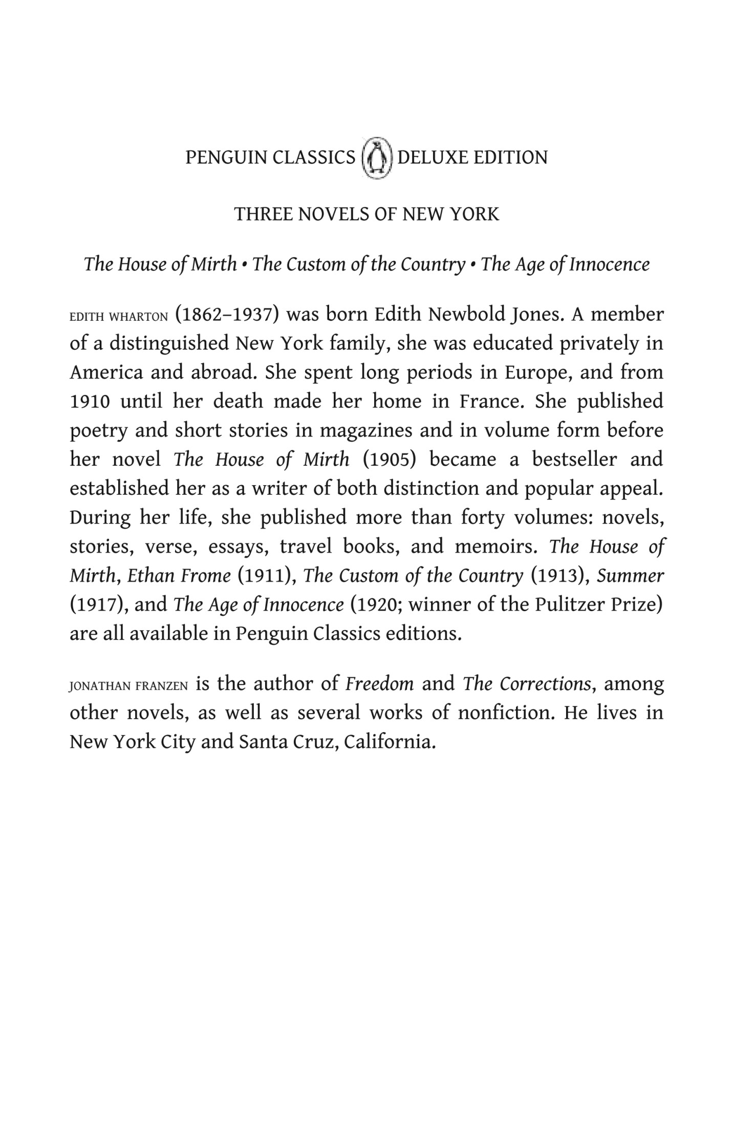 Three Novels of New York