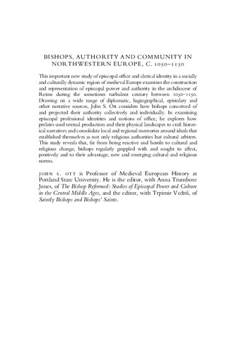 Bishops, Authority and Community in Northwestern Europe, C.1050-1150