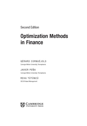 Optimization Methods in Finance