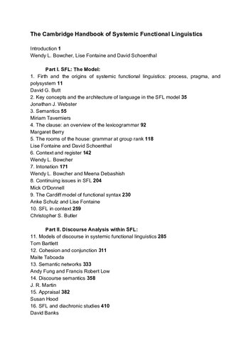 The Cambridge Handbook of Systemic Functional Linguistics