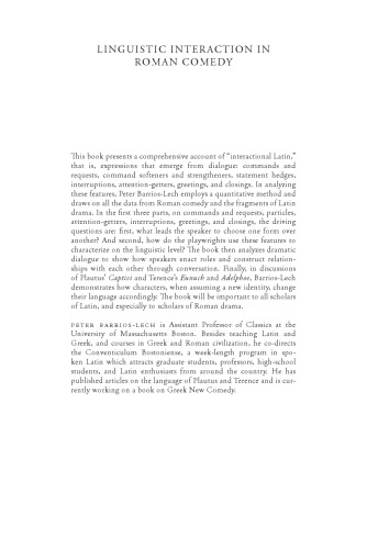 Linguistic Interaction in Roman Comedy
