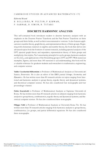 Discrete Harmonic Analysis