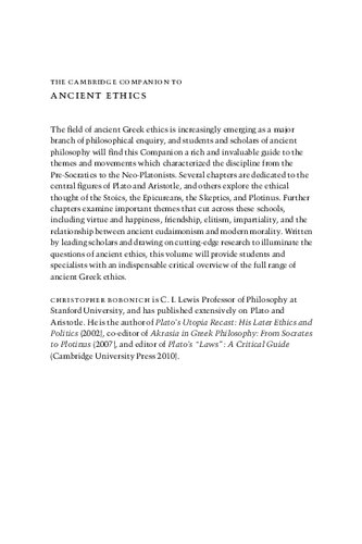 The Cambridge Companion to Ancient Ethics