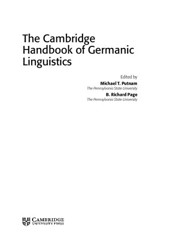 The Cambridge Handbook of Germanic Linguistics