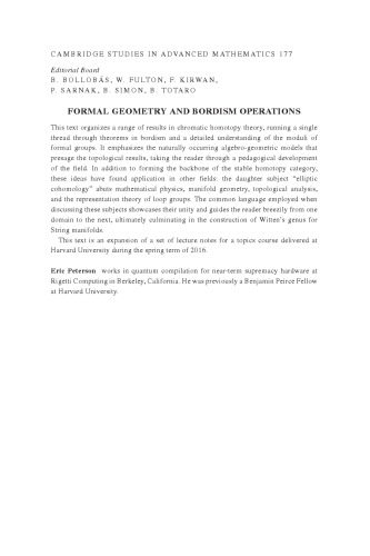 Formal Geometry and Bordism Operations