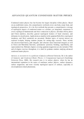 Advanced Quantum Condensed Matter Physics