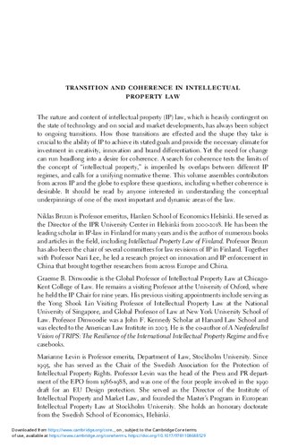 Transition and Coherence in Intellectual Property Law