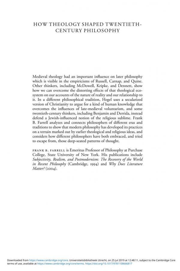 How Theology Shaped Twentieth-Century Philosophy