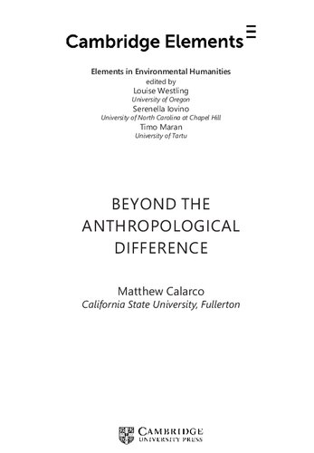 Beyond the Anthropological Difference