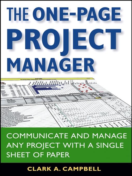 The One-Page Project Manager