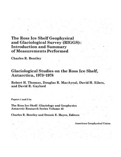 The Ross Ice Shelf : glaciology and geophysics