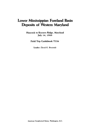 Lower Mississippian foreland basin deposits of western Maryland : Hancock to Keysers Ridge, Maryland, July 14, 1989