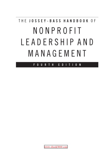 The Jossey-Bass Handbook of Nonprofit Leadership and Management