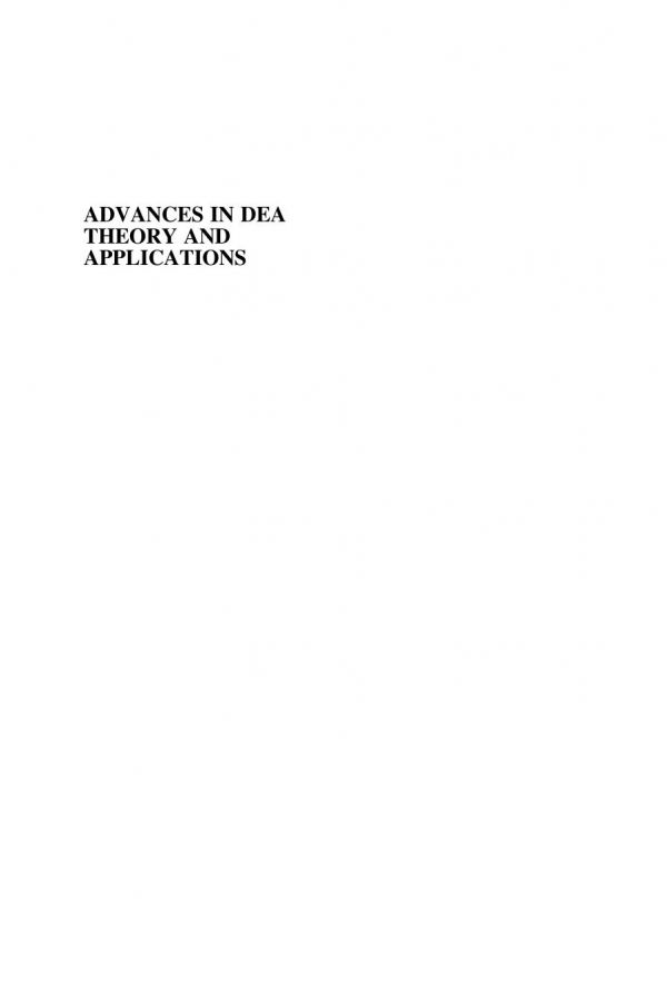 Advances in Dea Theory and Applications