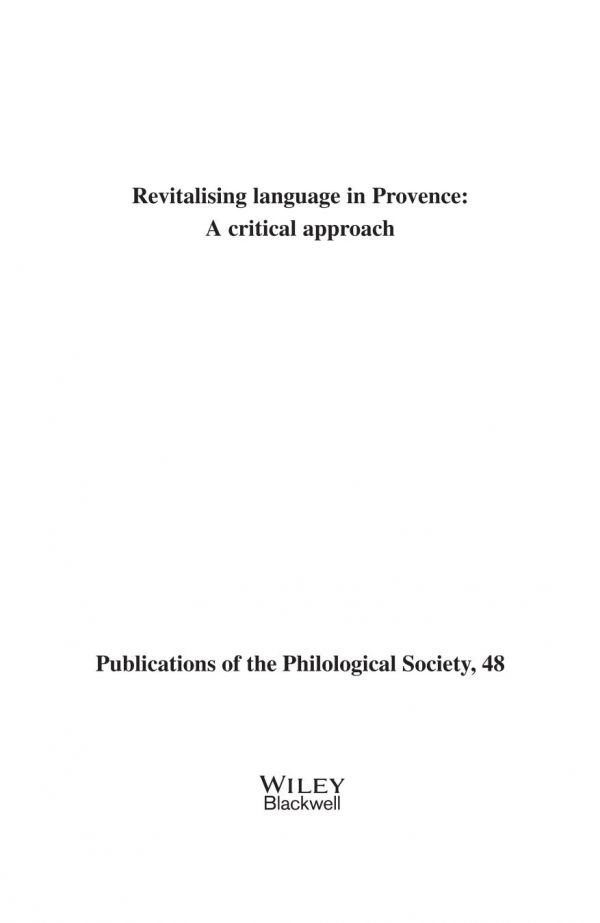 Revitalising Language in Provence