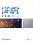 Cfa Program Curriculum 2017 Level III, Volumes 1 - 6