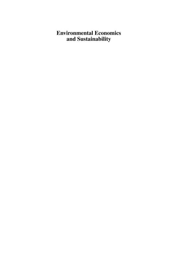 Environmental Economics and Sustainability