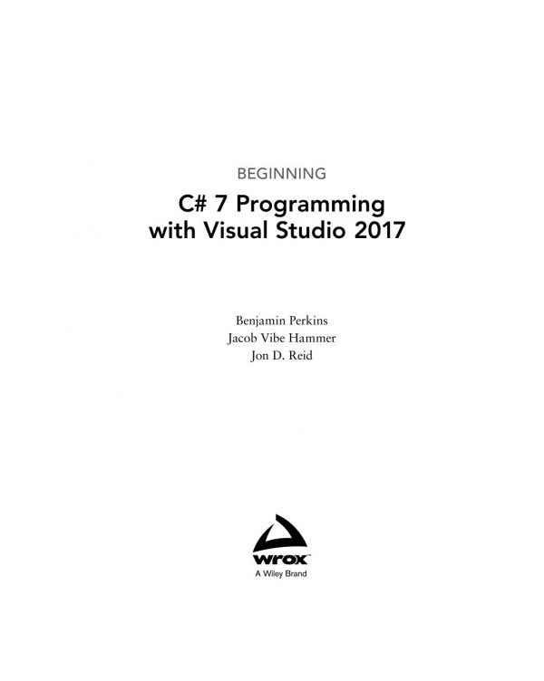 Beginning C# 7 Programming with Visual Studio 2017