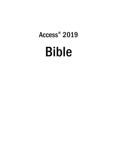 Access 2019 Bible