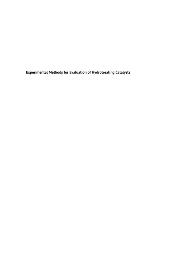 Experimental Methods for Evaluation of Hydrotreating Catalysts