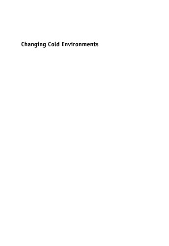 Changing cold environments : a Canadian perspective