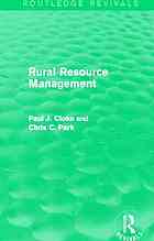 Rural Resource Management (Routledge Revivals)