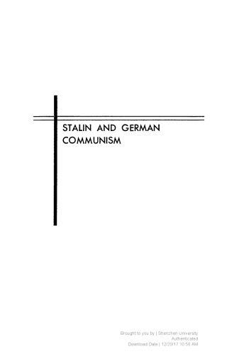 Stalin and German Communism