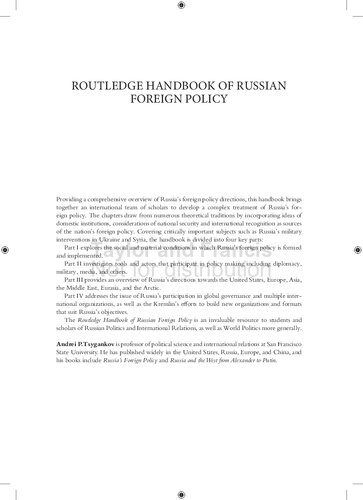 Routledge Handbook of Russian Foreign Policy