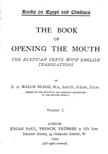 The Book of the Opening of the Mouth