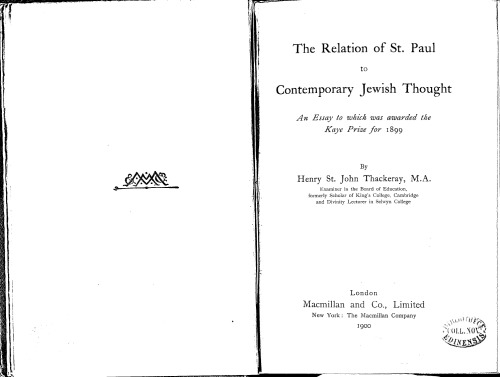 Relation of st. paul to contemporary jewish thought.