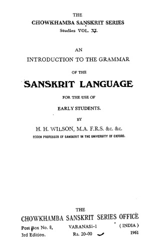 Introduction to the grammar of the sanskrit language, for the use of early.