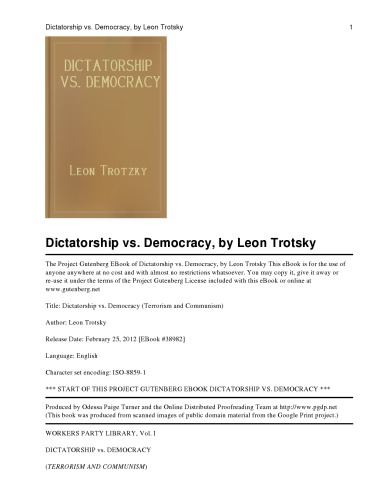 Dictatorship vs. Democracy: Terrorism and Communism (1922)