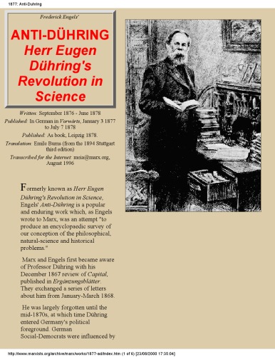 Anti-Dühring; Herr Eugen Dühring's Revolution in Science