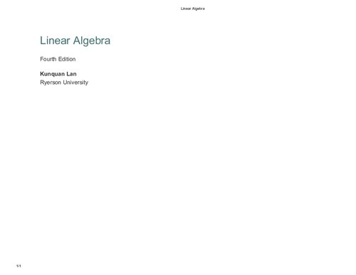 Linear Algebra