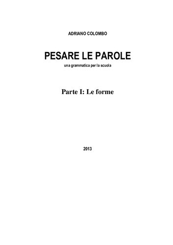 Pesare le parole : una grammatica per la scuola