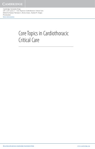 Core Topics in Cardiothoracic Critical Care