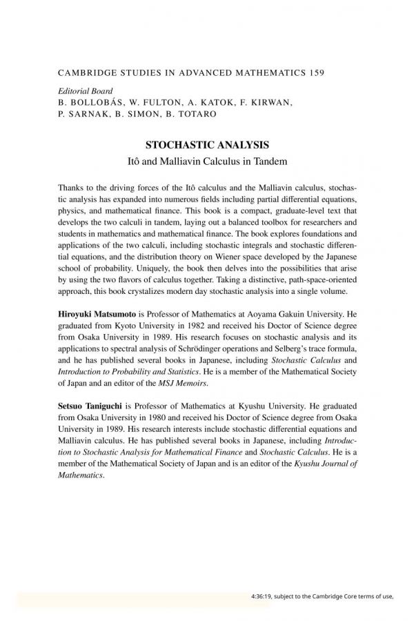 Stochastic Analysis