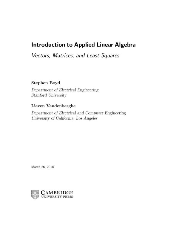 Introduction to Applied Linear Algebra