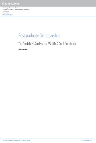 Postgraduate Orthopaedics: The Candidate’s Guide to the FRCS (Tr & Orth) Examination