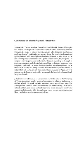 Commentary on Thomas Aquinas's Virtue Ethics