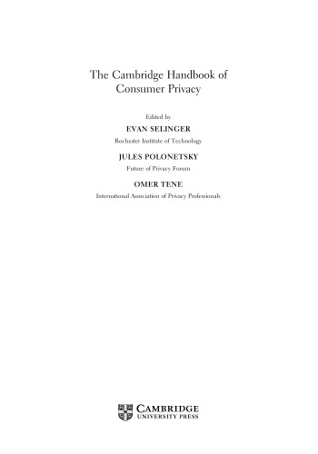 The Cambridge Handbook of Consumer Privacy