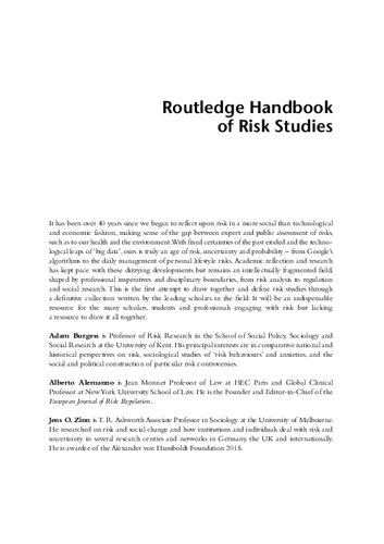 Routledge Handbook of Risk Studies