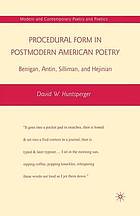 Procedural Form in Postmodern American Poetry