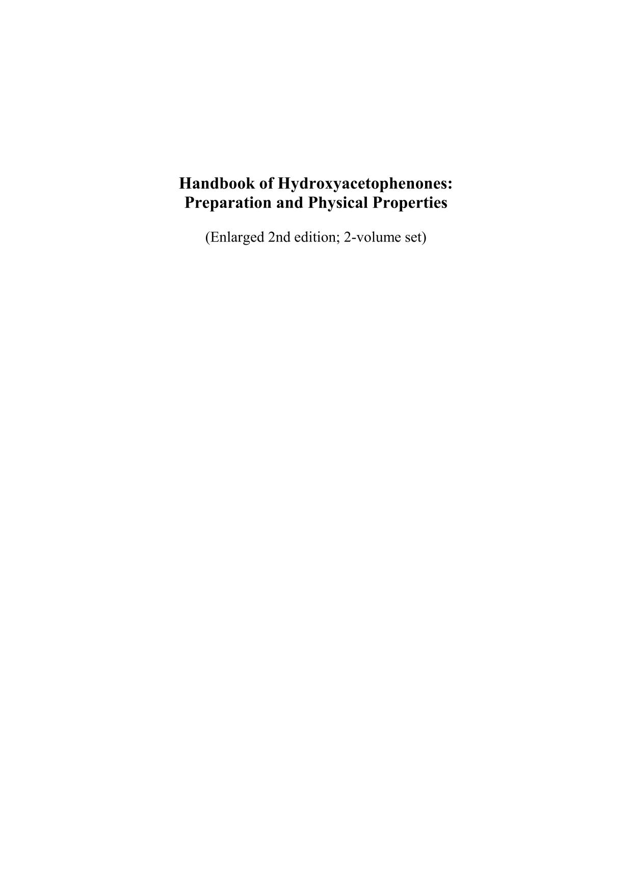 Handbook of Hydroxyacetophenones