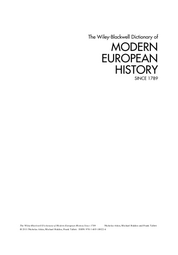 The Wiley-Blackwell Dictionary of Modern European History Since 1789