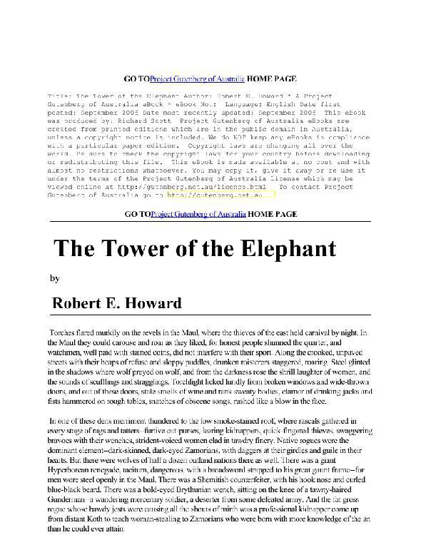 The Tower of the Elephant (Conan, #3) (Weird Tales)